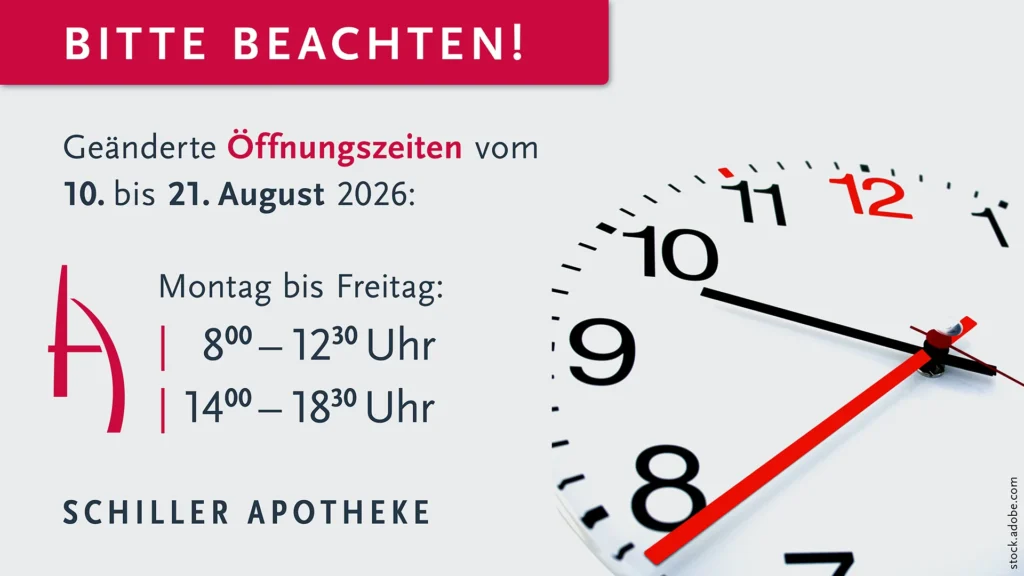 In unserer Filiale in Aldingen gelten vom 10. bis 21. August geänderte Öffnungszeiten.